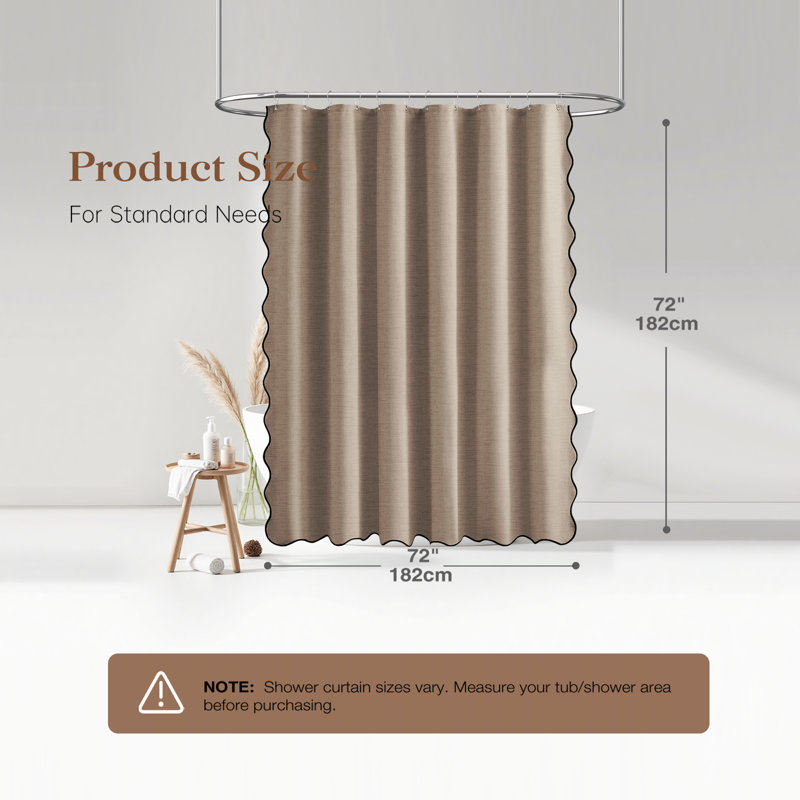Rideaux de douche Boho Linen, H 72 po x l 72 po, Tanné