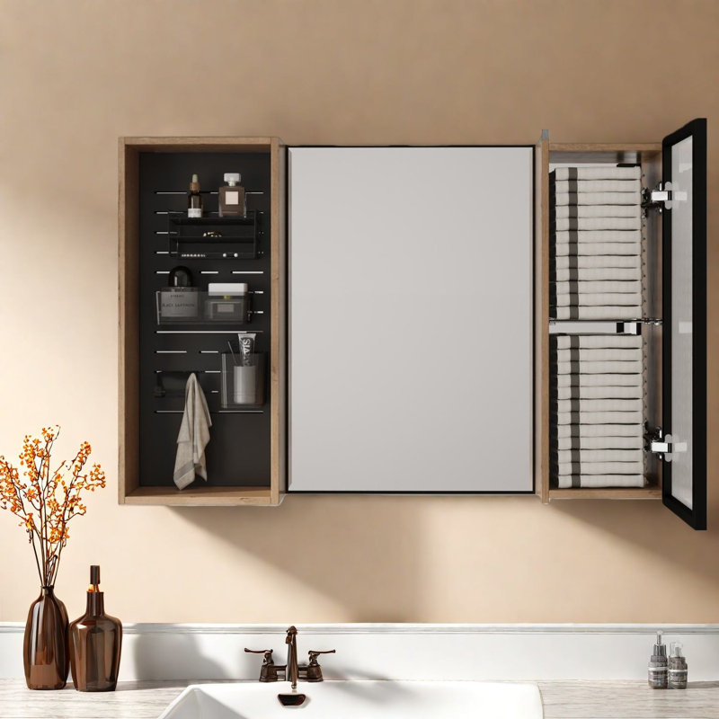 Armoires à pharmacie peu encombrantes avec rangement en miroir de 41,6 po pour une maison moderne