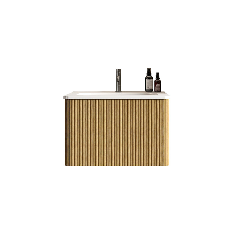 Meuble-lavabo chic avec lavabo intégré et espace de rangement abondant, Chêne