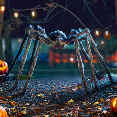 Halloween Outdoor Decorations Giant Spider, Large Hairy Spider Halloween Decor Outside, Huge Fake Spider Props for Yard Lawn Haunted Houses Decoration