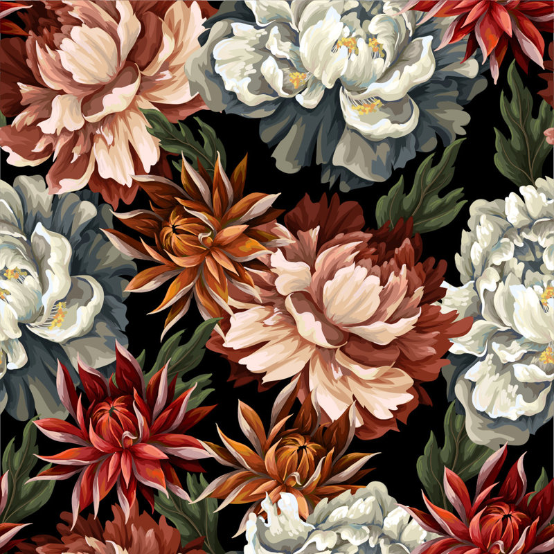 Peel & Stick Floral Wall Mural, 8.33" W x 8.33" L