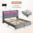 Upholstered Bed Frame With 2 Drawers, Storage Bed With Headboard, Led Light And Charging Station-1619131623-1619131640