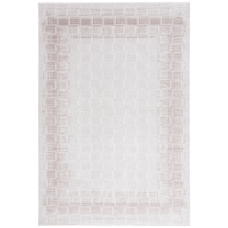 Tapis en viscose / acrylique à poil long abstrait tissé à la machine Henach, Rectangle 8 pi x 10 pi