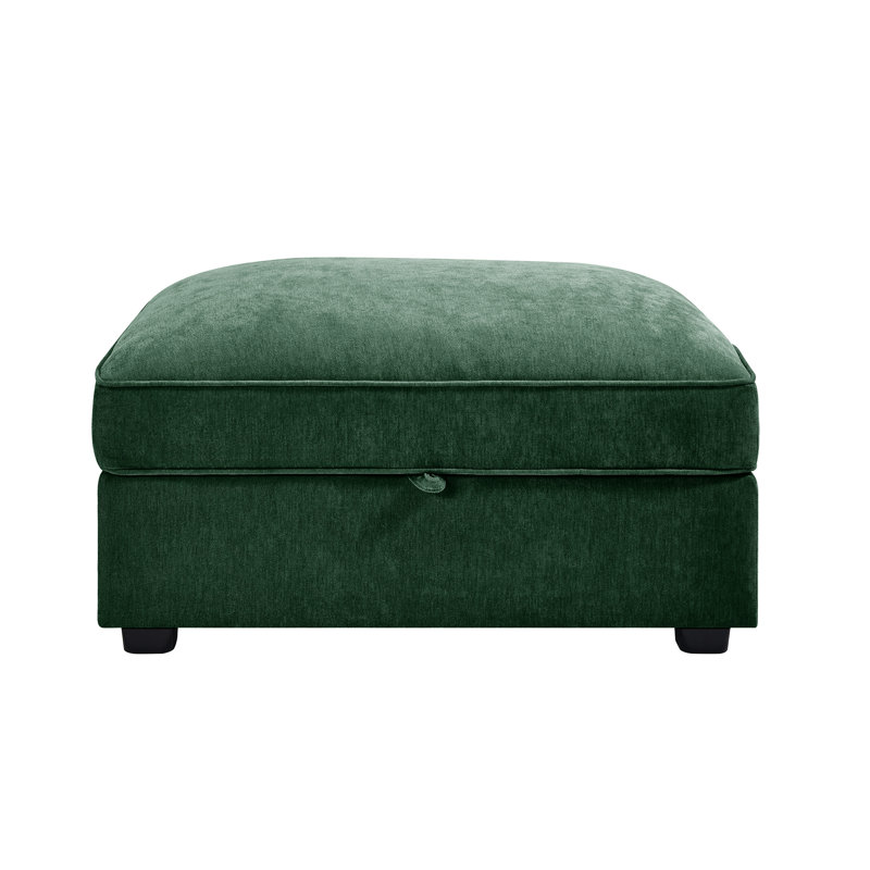 Chenille avec design en forme de croissant de ligne épurée, rangement caché dans le repose-pieds, passepoilé, pour une décoration intérieure moderne avec tirette intégrée sous chaque pièce, douceur et douceur, convient aux maisons nordiques