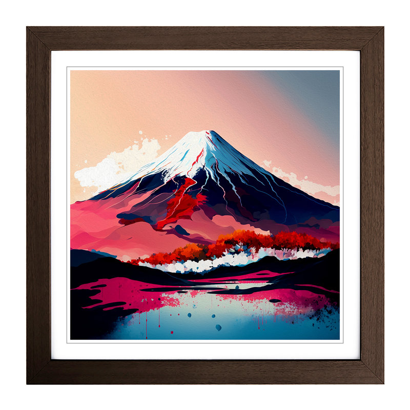Mount Fuji Color Field Painting - Framed Print, Walnut