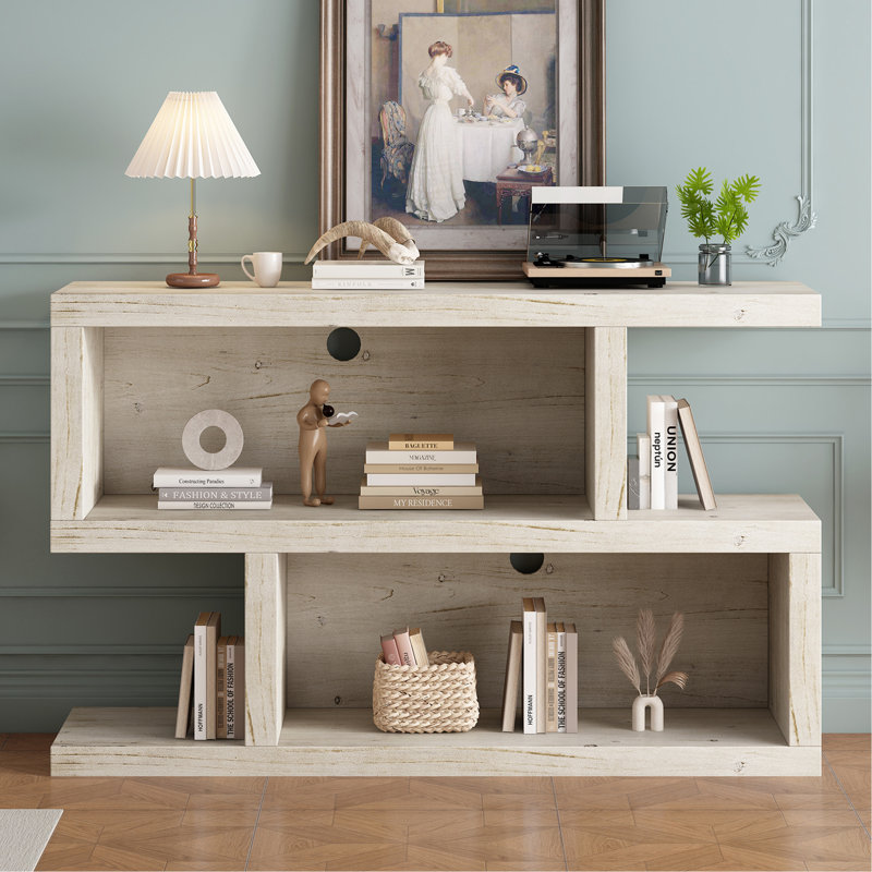 Narrow Console Table With Symmetrical Design, Retro Entryway Table With 2-Tier Open Shelf, Sofa Table For Entryway, Hallway And Living Room