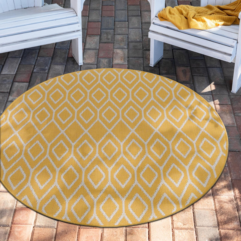 Elvie Turks and Caicos Indoor/Outdoor Rug, Round 4'1"