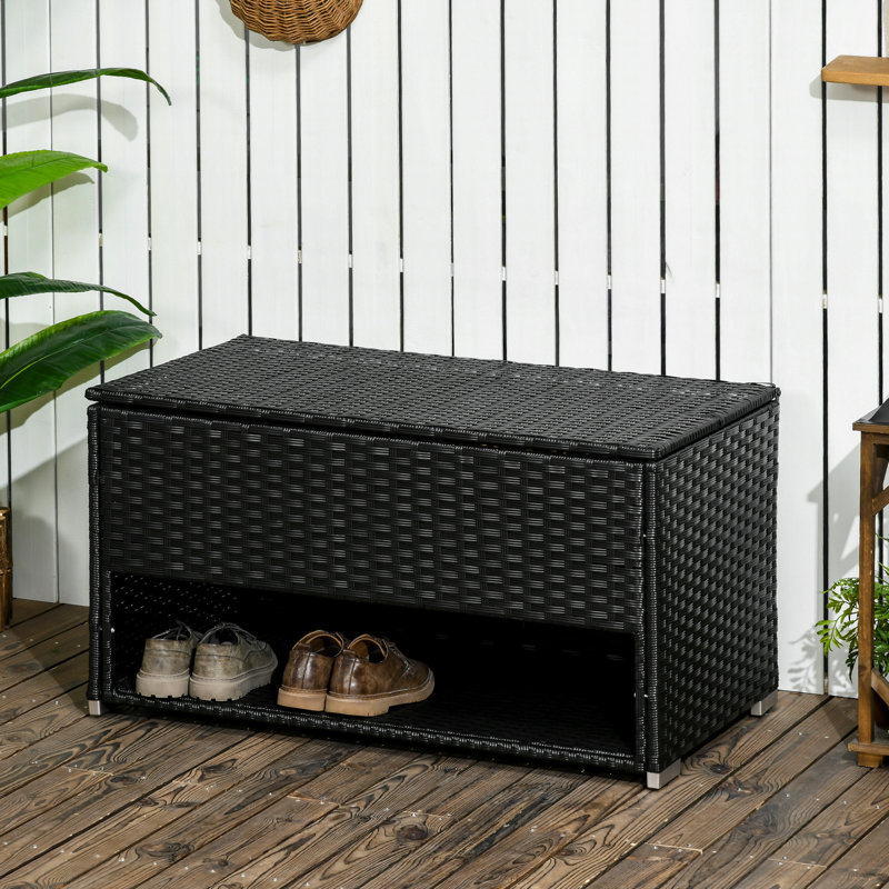 Boîte de rangement noire pour terrasse
