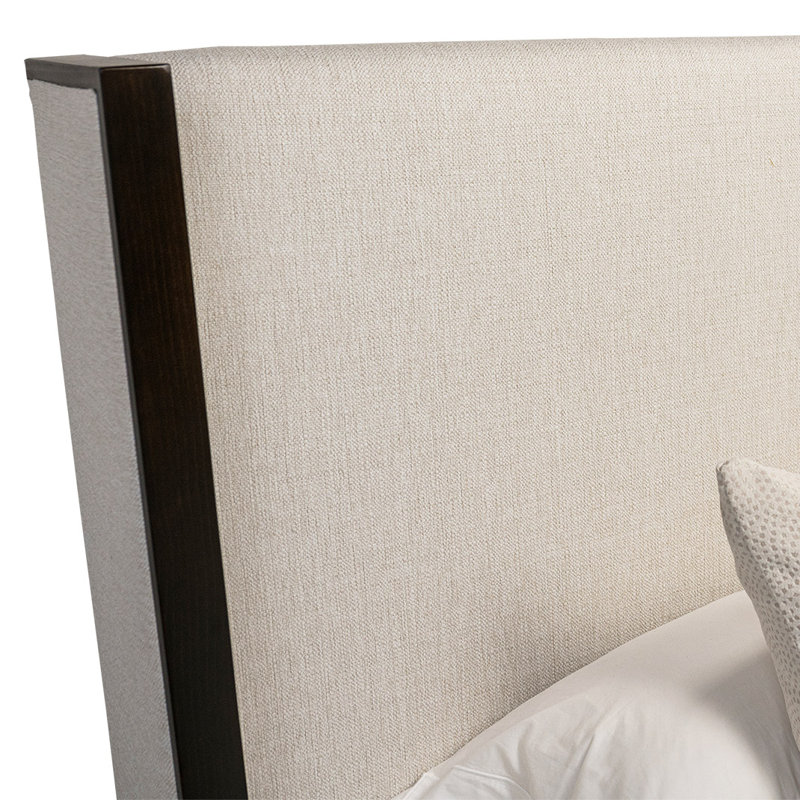 Megan Upholstered Wood Wing Plain, Off White, King