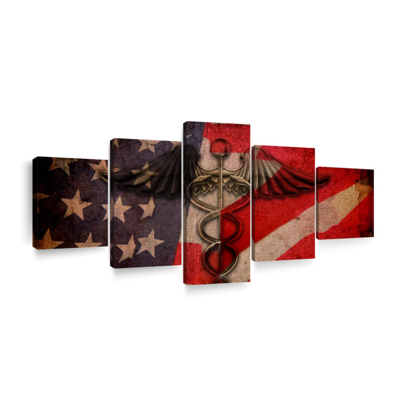 «Medical Heroes», impression sur toile de plusieurs pièces du drapeau américain, H 34 po x l 74 po x P 1,25 po