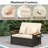 Outdoor Wicker Daybed With Folding Panels & Storage Ottoman, Beige-1654887314