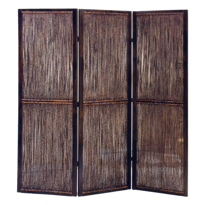 Dark Wood And Water Hyacinth 3 Panel Room Divider Screen Dark Wood And Water Hyacinth 3 Panel Room Divider Screen