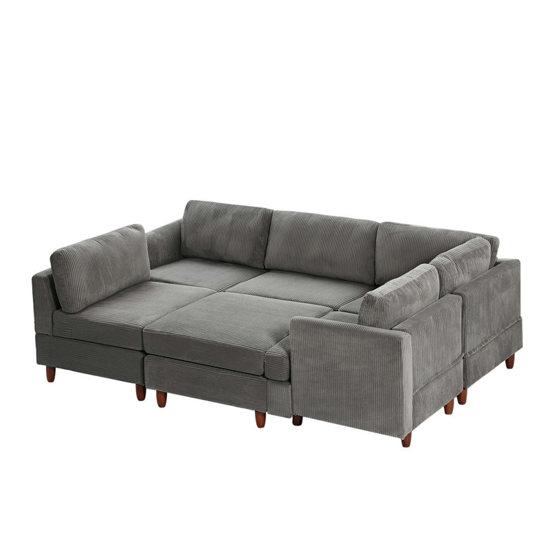 Canapé modulaire moderne, canapé-lit 6 places, Gris