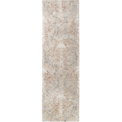 Carrera Damask Handmade Tufted Wool Stone Area Rug