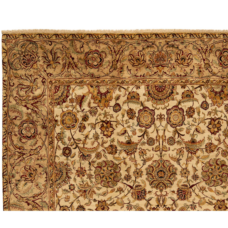 High-Quality Hand-Knotted Cream And Brown Area Rug