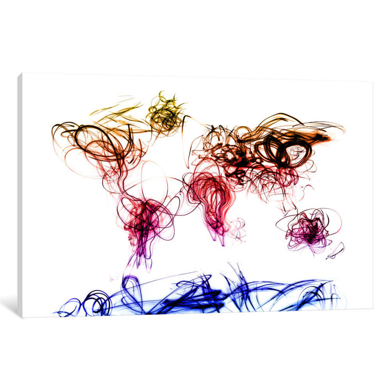 World Map Light Writing by Michael Tompsett - Wrapped Canvas Print, 30.48 cm H x 45.72 cm W