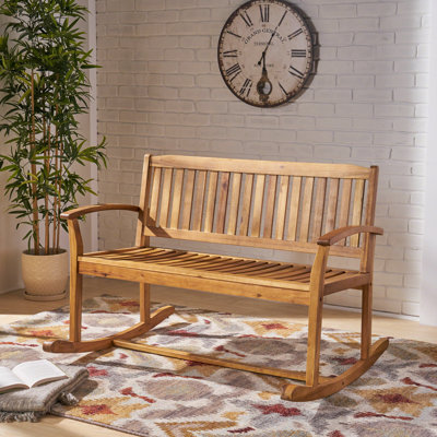 Outdoor Candleick Rocking Solid Wood Bench by August Grove