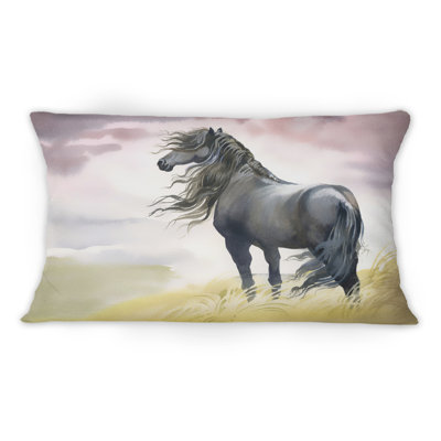 Coussin Black Horse In A Field