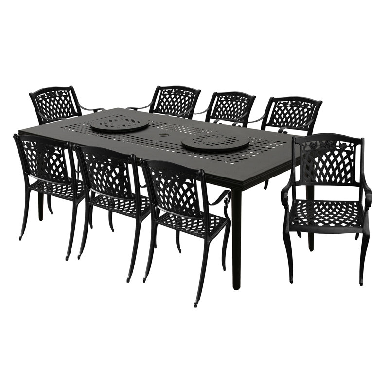 Ensemble de salle à manger rectangulaire en aluminium pour 8 personnes Lucee