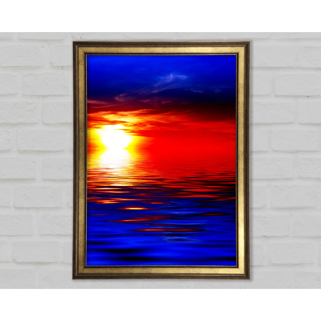 Gerahmtes Leinwandbild Electric Blue Ocean Sunset