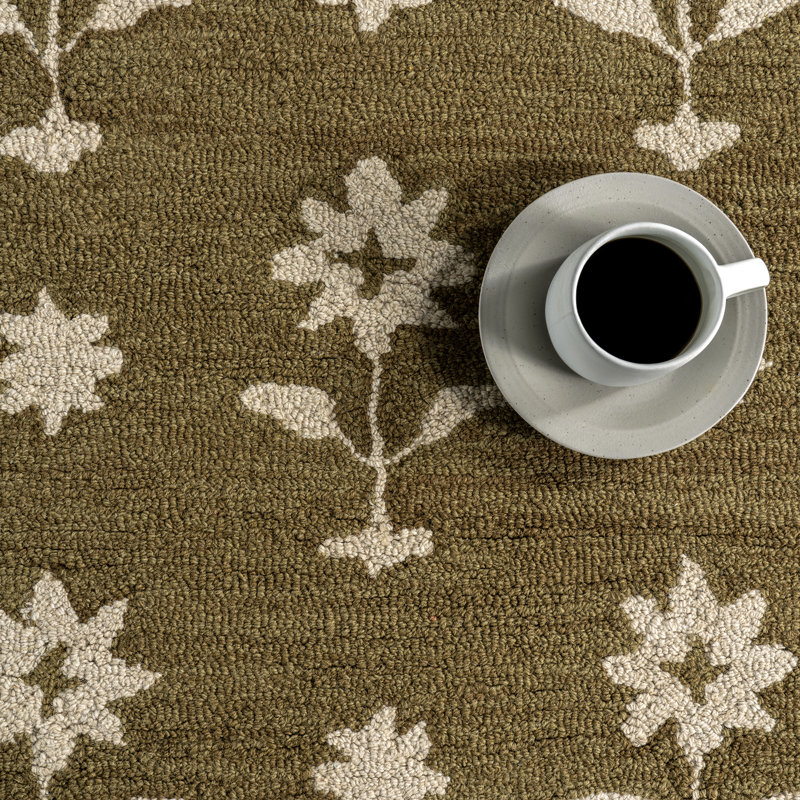 Ella Wool Area Rug, Runner 2'8" x 8', Green