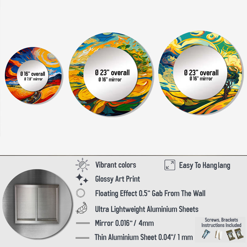 Ensemble de 3 miroirs en aluminium Ellu