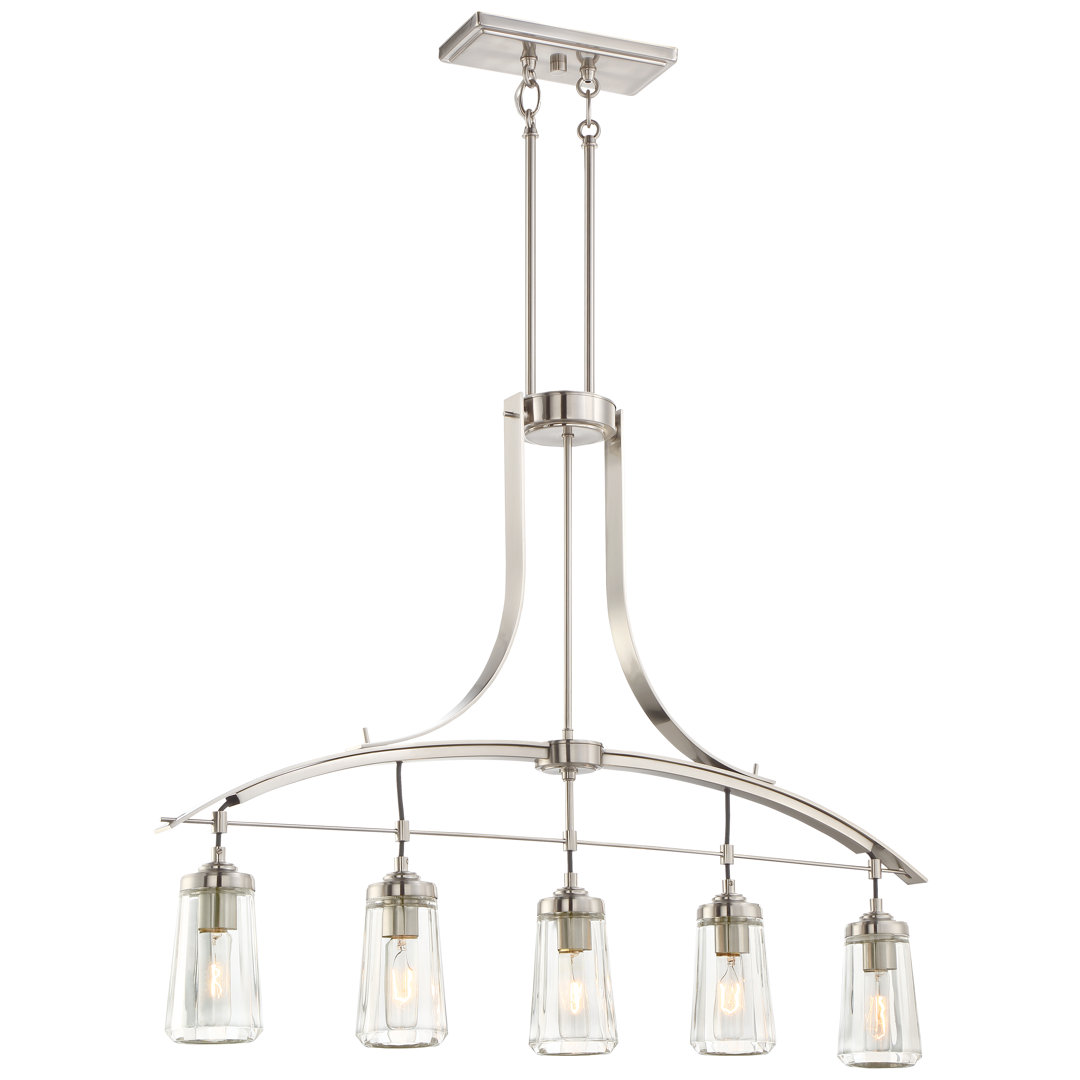Brayden Studio Omeara Brushed Nickel With Clear Island Light Brayden Studio®