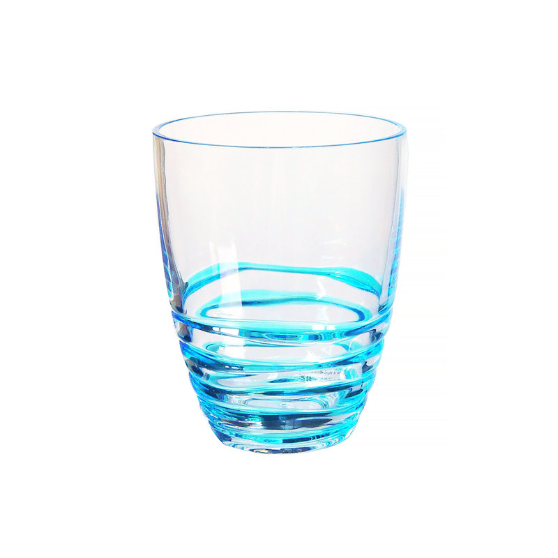 Ensemble de quatre verres à whisky sans pied en acrylique transparent et bleu