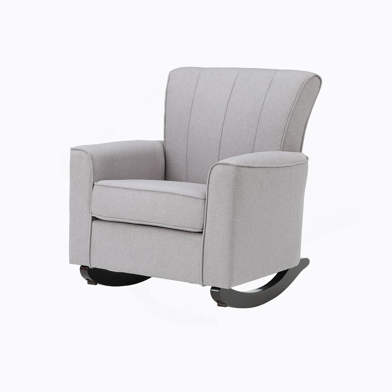 Chaise berçante en lin Denzell gris clair