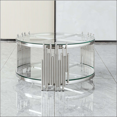 Table basse ronde en verre trempé double couche