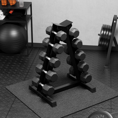 350LB Rubber Hex Dumbbell Set with Rack – Home Gym Strength & Full Body Workout