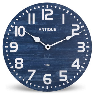Horloge murale en quartz bleu marine patiné