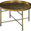 Table basse à plateau martelé rond en métal doré rétro de 24 po pour le salon, la chambre à coucher, la table d'appoint décorative avec plateau, doré et élégant