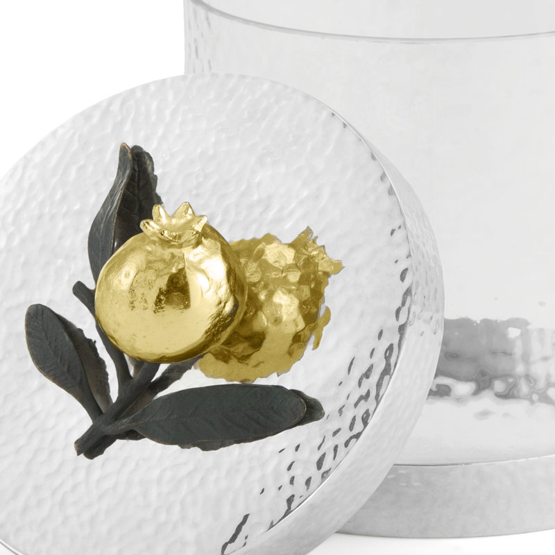Butterfly Ginkgo Pomegranate Kitchen Canister, 5" H x 6.25" W x 6.25" D
