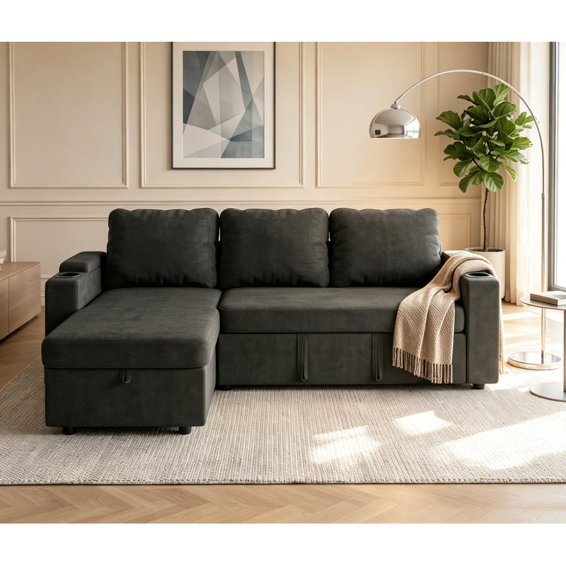 3 Seater Sofa Bed, Black