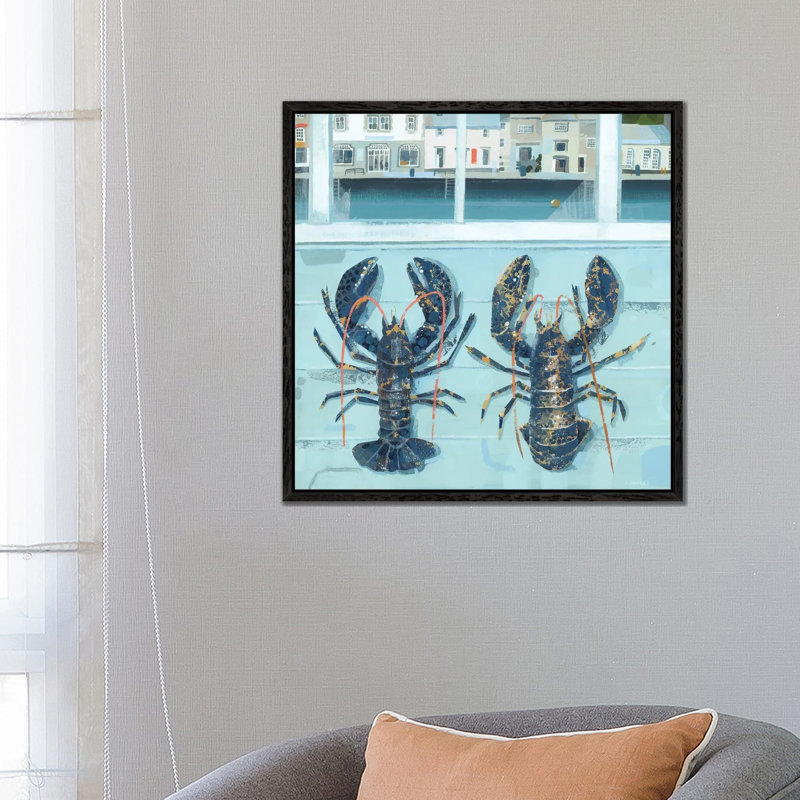 Padstow Lobsters 1 Piece Wall Art on Canvas, 66.04 cm H x 66.04 cm W, Black Floater Frame