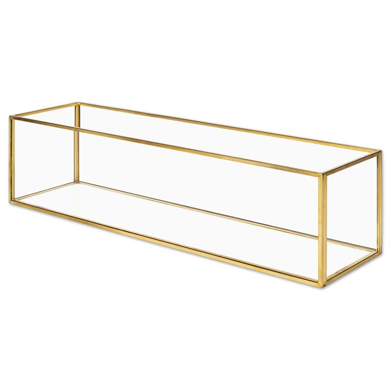 Boîte de pièce maîtresse longue en verre, H 4 po x l 16 po x P 4 po