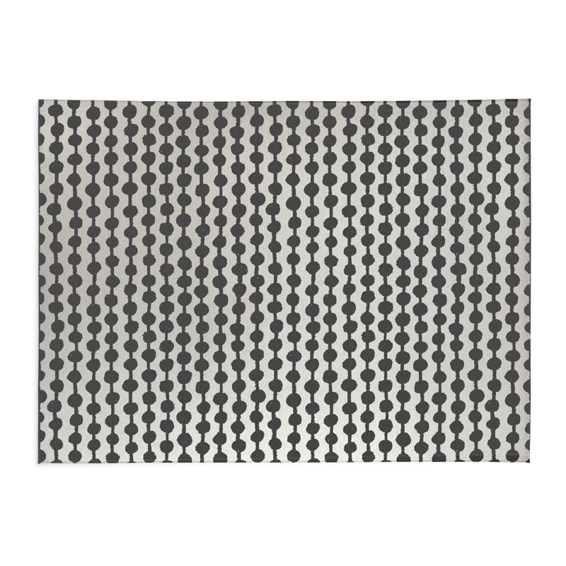 Dot Tied Lightweight Non-Slip Kitchen Mat, Rectangle 3' x 5', Ivory/Charcoal