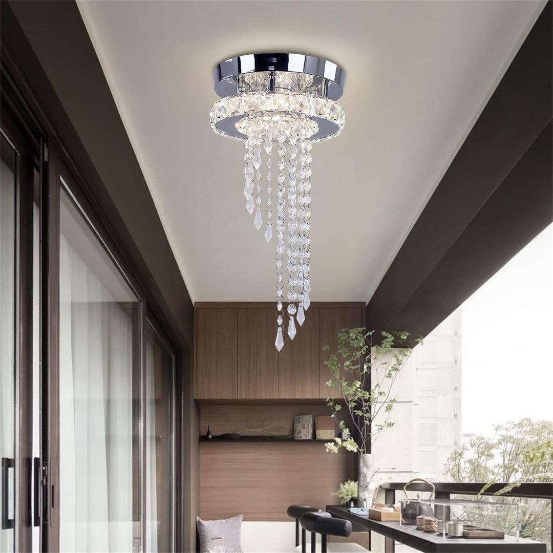 Mini Crystal Ledchandelier Lighting,Modern Flush Mount Ceiling Light Fixture Pendant Lights For Hallway Porch Kitchen (Warm White)
