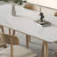 Table de salle à manger crème moderne en bois et pierre-106744563