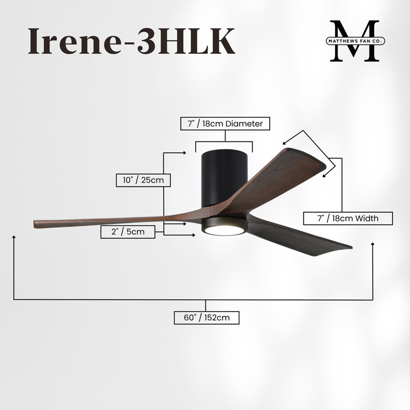 Irene LED Ceiling Fan, 60", Walnut, Matte Black