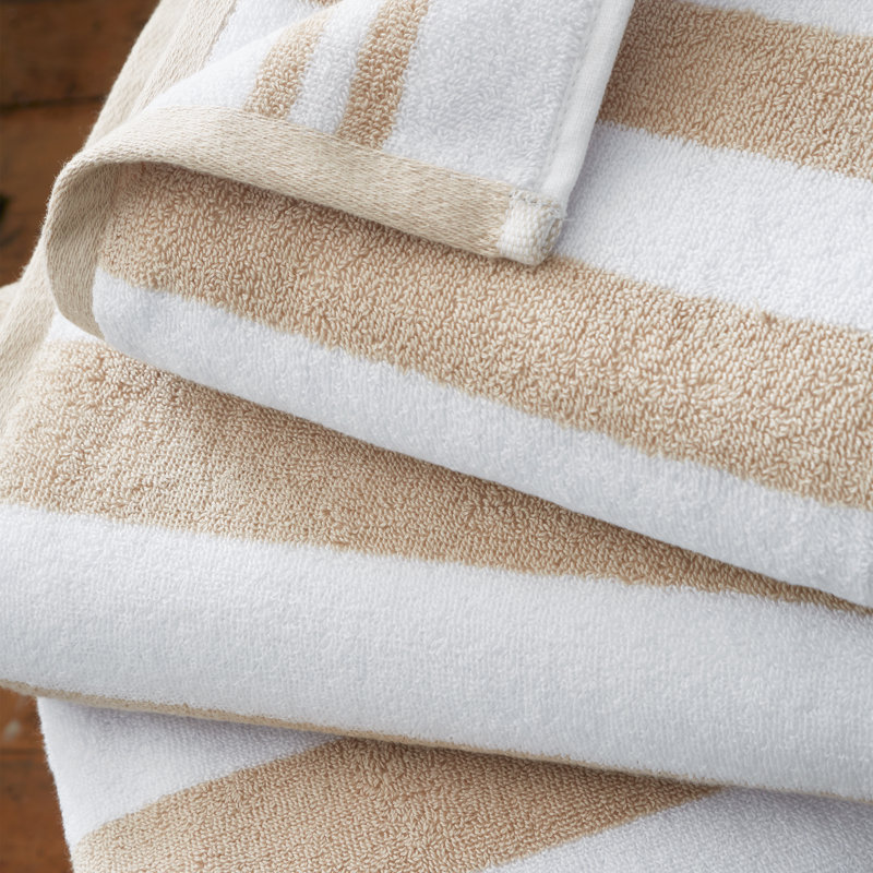 100% Cotton Plush Jacquard Hand Towel, White/Brown