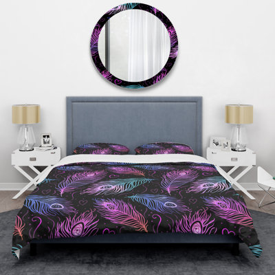 Ensemble de housse de couette en microfibre mauve / noir / bleu 3 pièces