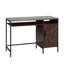Bureau industriel avec grande surface de travail et armoire latérale, finition noyer foncé
