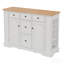 Buffet avec rangement, console de cuisine avec 5 tiroirs, 2 armoires, tablettes réglables, buffet pour la salle à manger, le salon, le vestibule (blanc)-129456500
