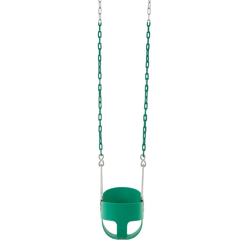 Green High Back Full Bucket Baby Swing with Vinyl Coated Chain