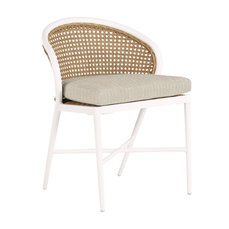 Havana Side Chair, No Welt, Chalk/Natural Cane, Rollo Lace