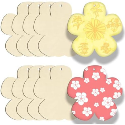 Découpes de fleurs en bois non finies Artisanat en forme de fleur blanche Ornements en bois Embellissements Tranches de bois pour projets de bricolage Ornements de printemps (10 pièces)