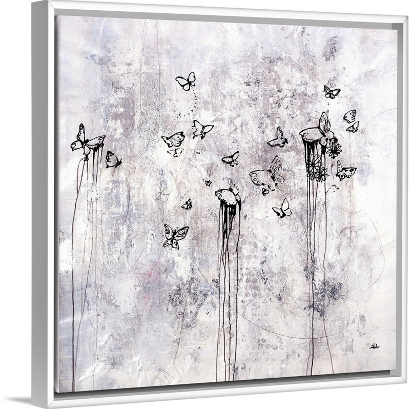 « free ritesed », peinture sur toile, H 25,7 po x l 25,7 po x p 1,75 po, Cadre flottant blanc
