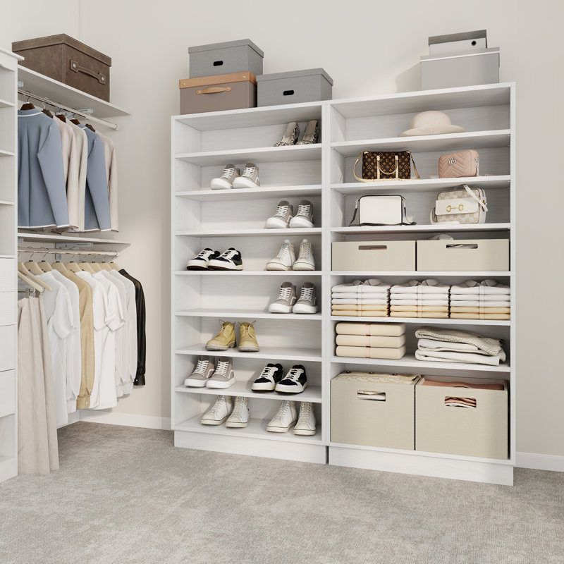40 Pair Shoe Cabinet with Adjustable Shelves, White